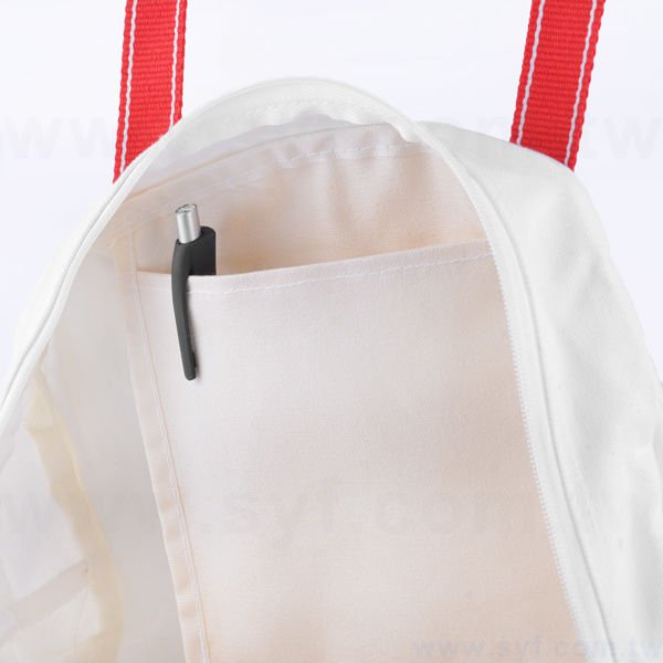 帆布袋-圓型購物袋-帆布材質拉鍊袋-工廠客製化環保袋-7787-7